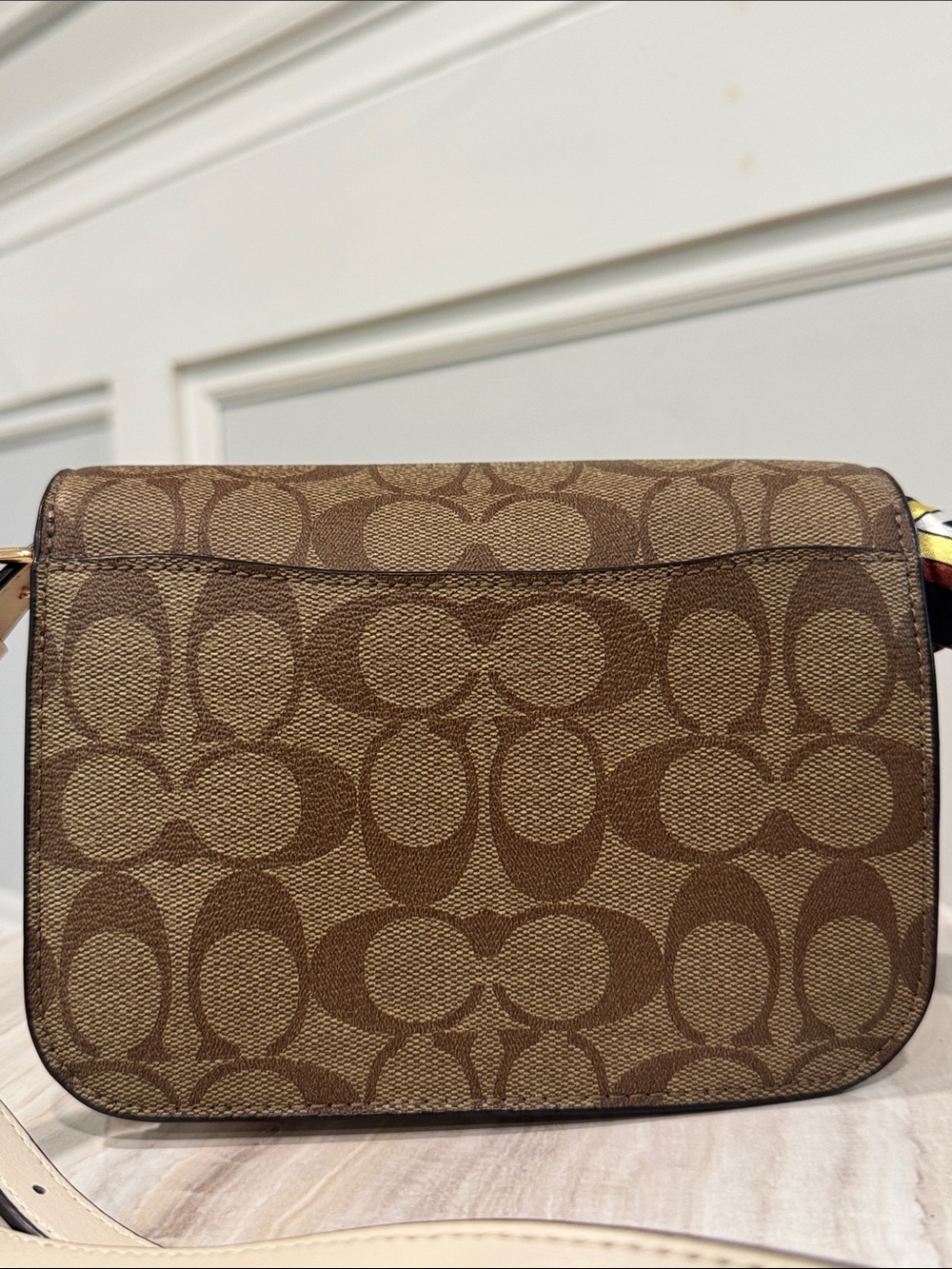 COACH Bag Mini Brynn Brown Cream Colorblock Signature Logo Leather Crossbody Bag - Picture 6 of 17